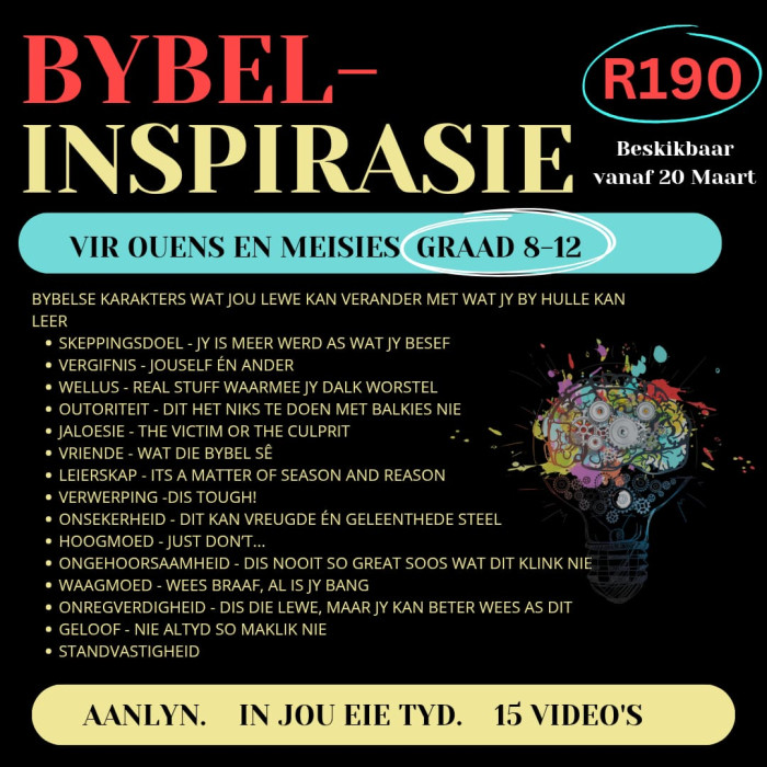 Inspirasie vie ouens en meisies Graad 8-12